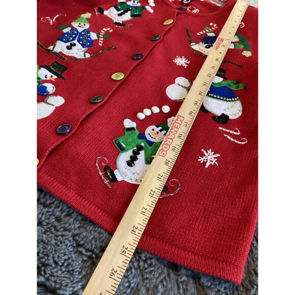 Vintage Tiara International Women Ugly Christmas Cardigan Sweater Red Size - Picture 9 of 9